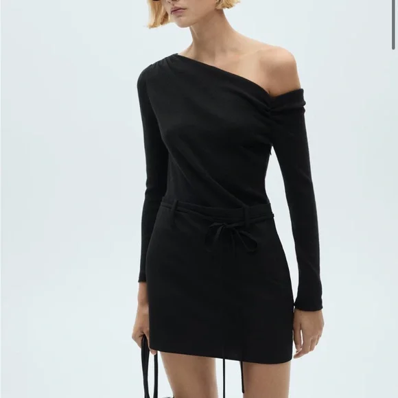 Mango | Dresses | Mango Elegant Black Offshoulder Dress Size L | Poshmark